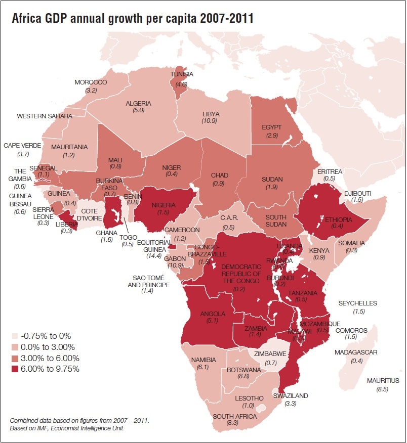 Africa GDP annual growth per capita 2007-2011