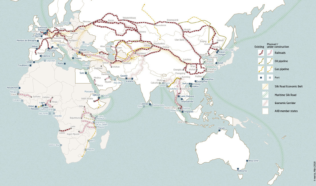 Map showing global trade routes