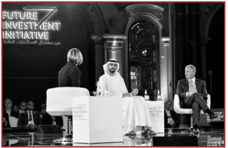 Edie Lush interviewing the world’s first Minister of Artificial Intelligence (UAE) together with Stephen Schwartzman (Founder of Blackstone)